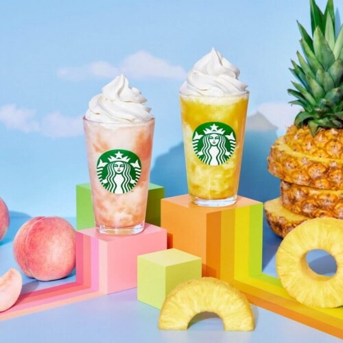 スタバ『GO パイナップル フラペチーノ®』『GO ピーチ フラペチーノ®』